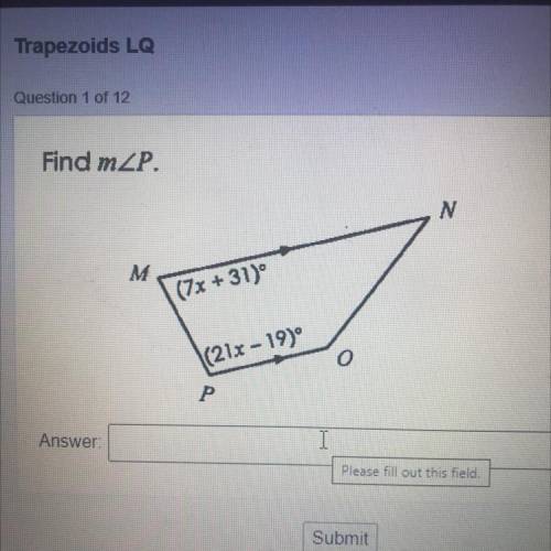 Find mZP.
(7x+31)
(21x-19)