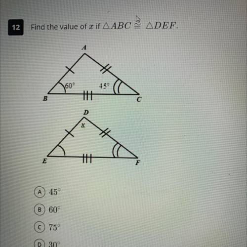 Find the value of x is ABC is congruent to DEF