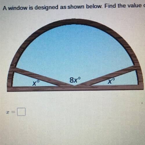 A window is designed as shown below. Find the value of x.