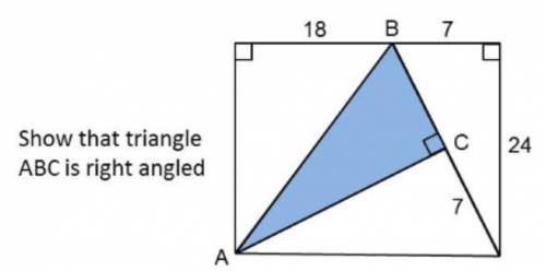 Show that triangle ABC is right angled.