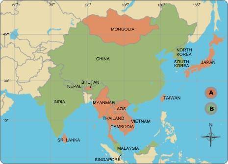 PLZ HELP

Which area on the map shows where Buddhism is widely practiced today?
Area A
Area B