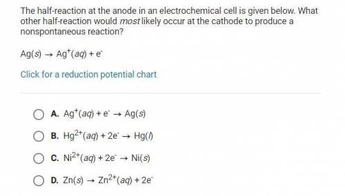 The half-reaction at the anode in an electrochemical cell is given below. What other half-reaction