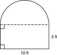 The figure below consists of a semicircle and a rectangle.

What is the area, in square feet, of t