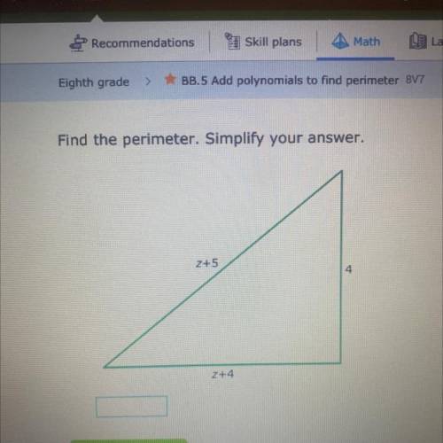 Find the perimeter. Simplify your answer.
Z+5
4
2+4