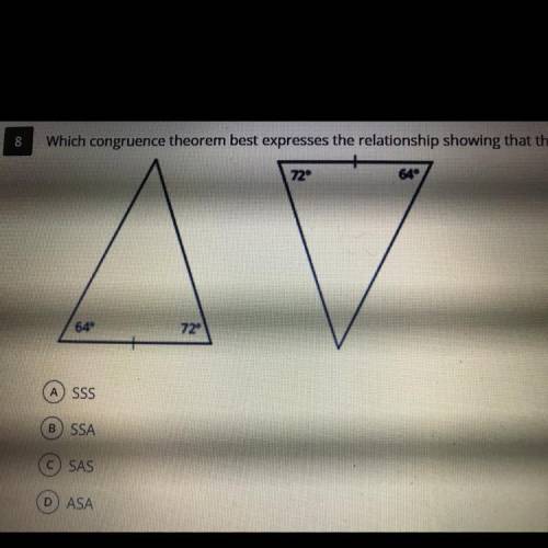 Which congruence theorem best expresses the relationship showing that the triangles below are congr