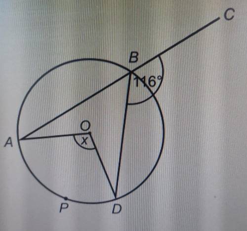 Abc is a straight line and angle CBD = 116

a) work out the value of Xb) p is a point on the mirro