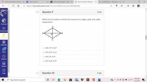 Which set of numbers could be the measures of