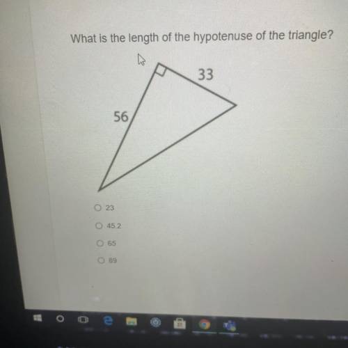 What is the length of the hypotenuse of the triangle??