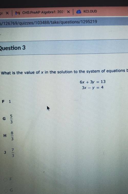 What is the value of x in the solution to the system of equations below?
