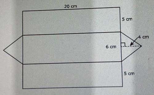 HELP URGENT What is the total surface area of the triangular prism in square centimeters?