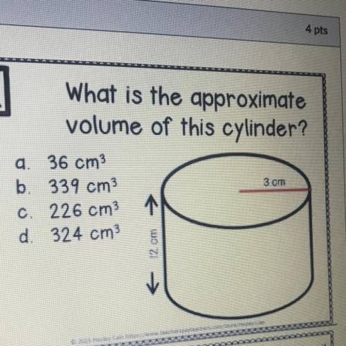 What is the approximate
volume of this cylinder?