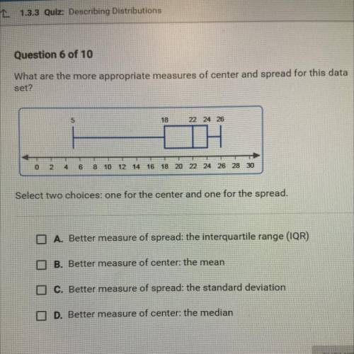 What are the more appropriate measures of center and spread for this data
set?