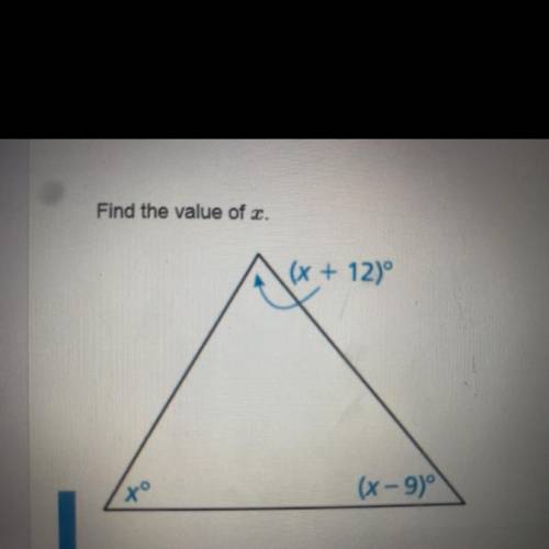 Find the value of x.
(x + 12)
(x -9)