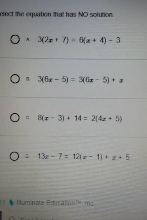 Select the equation that has no solution