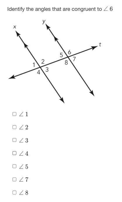 Identify the angles that are congruent to ∠ 6