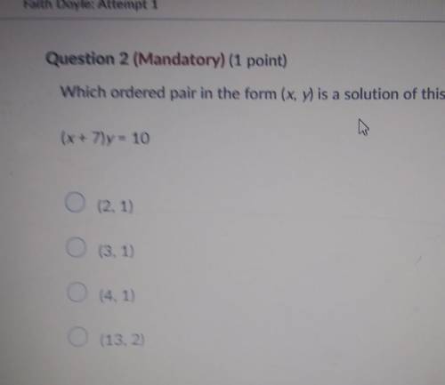I NEED HELP ASAPwhich ordered pair in the form (x,y) id a solution of this equation?