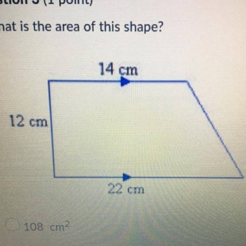 What is the area of this shape?
A.108
B.216
C.60
D.432
