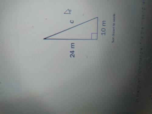 In the given right triangle, find the miss length.

A. 25 m
B. 27 m
C. 26 m
D. 28 m