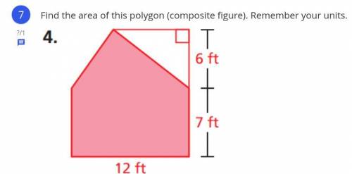 Find the area of this polygon (composite figure). Remember your units.

Please have an explanation