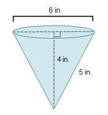 Which expression represents the surface area of the cone?

A cone with diameter 6 inches, height o