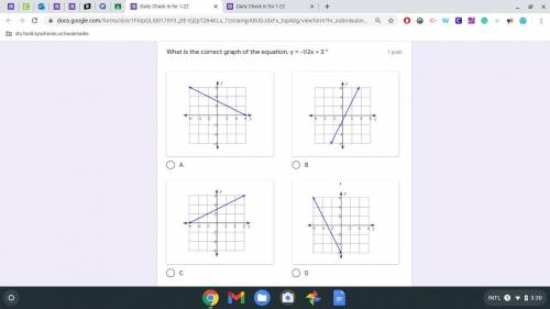 What is the correct graph of the equation, y = -1/2x + 3