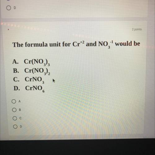 The formula unit for Cr+2 and NO3 -1
