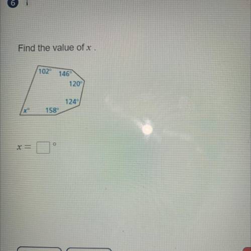 Find the value of x.
102
146
120
124
x
158
X