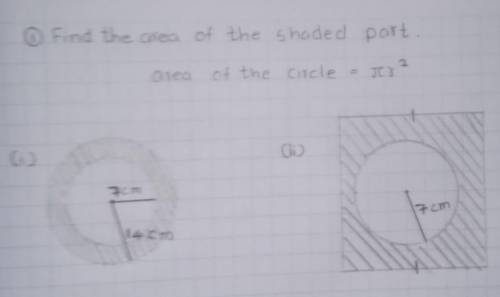 Find the area of the shaded part . figure one and two .