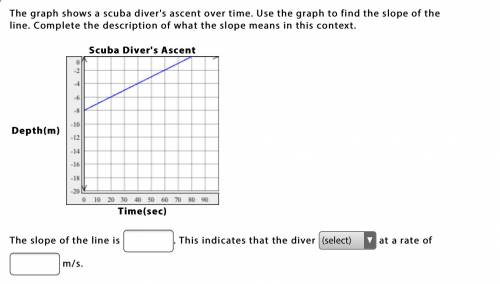 PLEASE HELP

The graph shows a scuba diver's ascent over time. Use the graph to find the slope