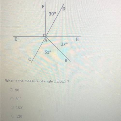 What is the angle measure in of EAD?