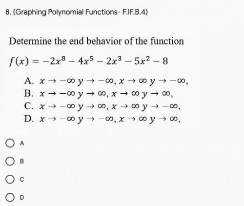 Determine the end behaivor of the function