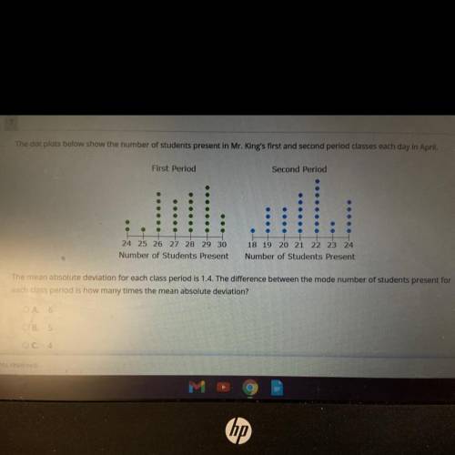 Will give brainliest!!

The dot plots below show the number of students present in Mr. King's firs