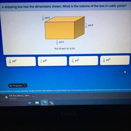 PLEASE HELP

A shipping box has the dimensions shown. What is the volume of the box in cubic yards