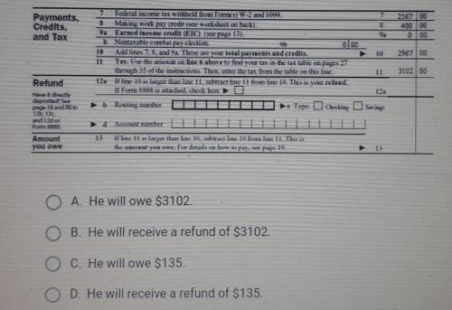 what will be the end result for the taxpayer who filed his federal income tax return using the 1040