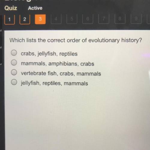 Which lists the correct order of evolutionarily history￼