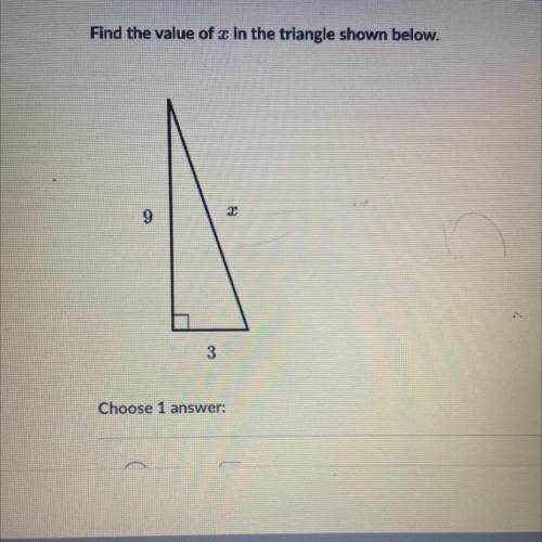 Find the value of x in the triangle shown below NEED HELP ASAP