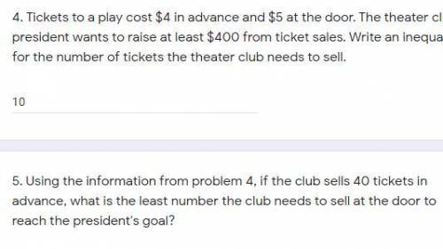5. Using the information from problem 4, if the club sells 40 tickets in advance, what is the least