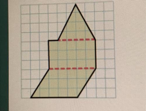 A tile installer plots an irregular shape on grid paper. Each square on the grid represents 1 squar