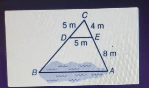 To measure the distance, a an Engineer locates points A, B, C, D, and E as shown. What is the lengt