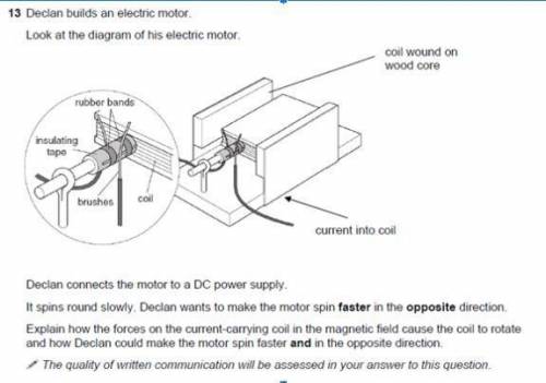 Explain how the forces on the coil could make it go faster (full question in pic)