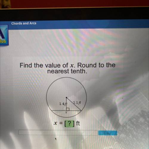 Find the value of x. Round to the
nearest tenth.