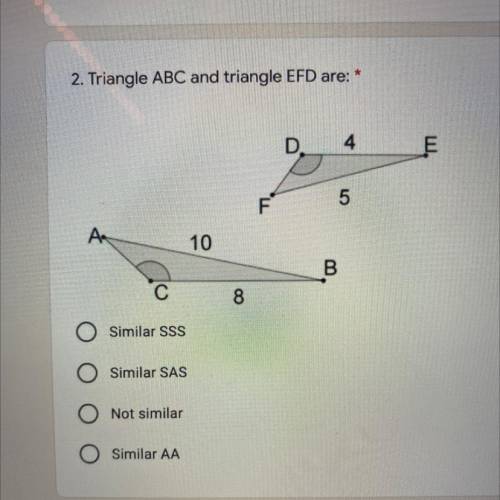 2. Triangle ABC and triangle EFD ARE ?PLEASE HELP
