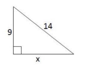 Determine the missing length of the right triangle below using the Pythagorean Theorem (a²+b²=c²).