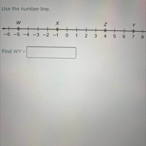 Use the number line.
Find WY=