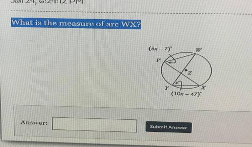 What is the measure of arc WX?