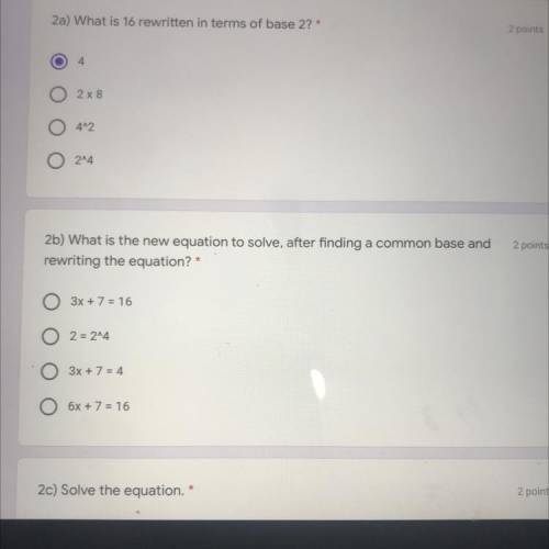 Help me please the question is 2^3x+7=16