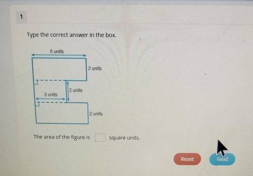 Type the correct answer in the box. 5 units 2 units 2 units 3 units SHE The area of the figure is s