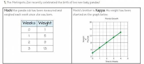 Which panda was heavier when they were born/

Which panda is growing faster?
Which panda will weig