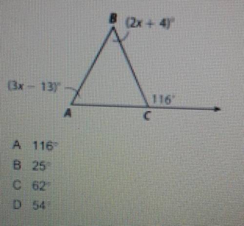 What is the measure of <A in the triangle below