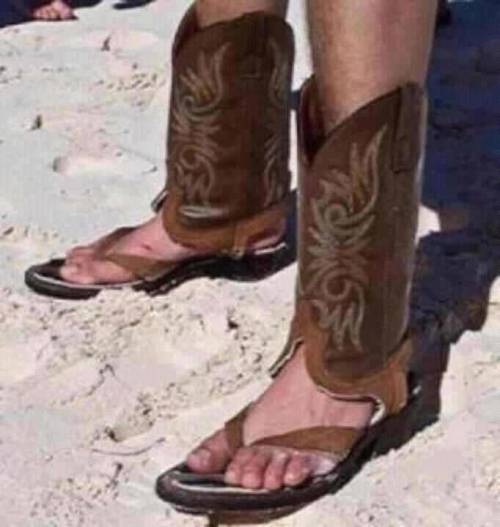 This is what cowboy flip flops look like 
btw this is mark not blake